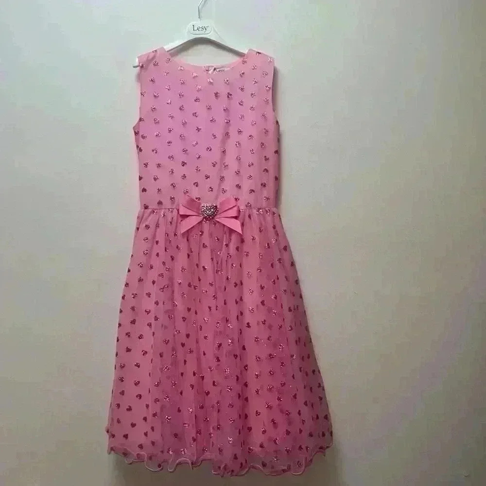 LESY Glitter Hearts Dress & Headband